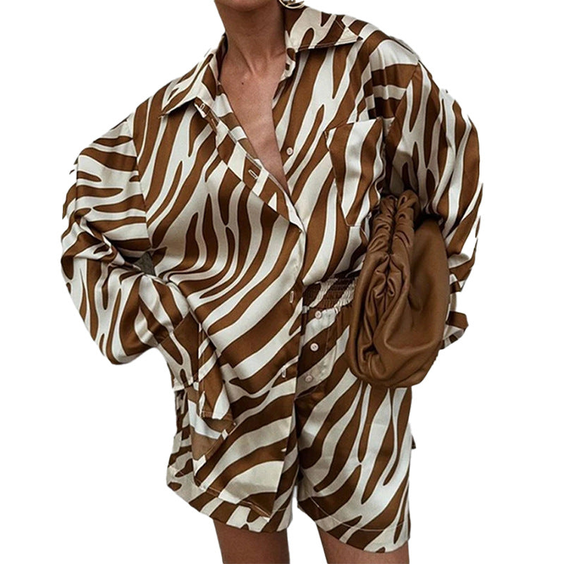Chemise Oversize Femme avec Imprimé Zèbre et Manches Courtes Chic & Stil