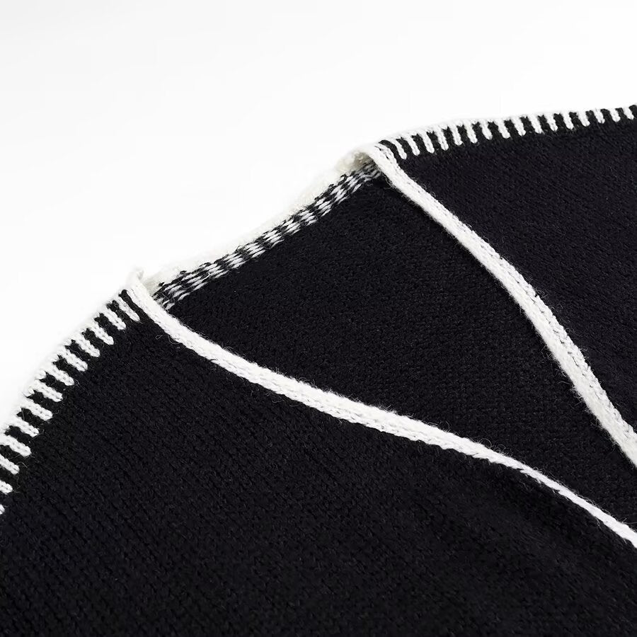 Women's Oversized Cardigan with Contrasting Crochet Edges Amarae