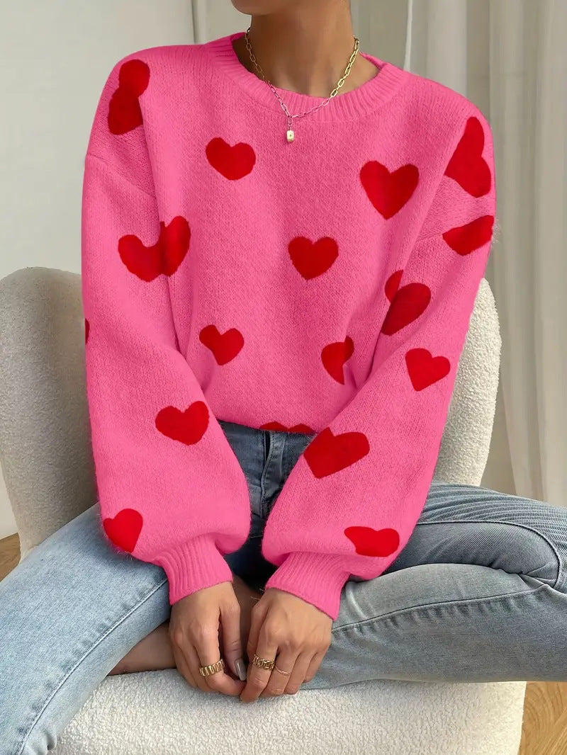Knitted sweater for women with a catchy heart design and a relaxed fit Lune London