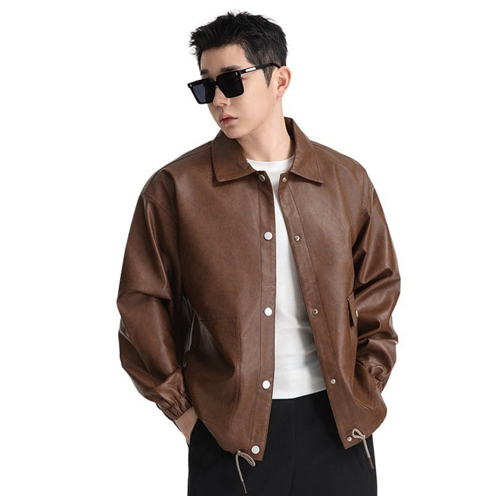 Casual faux leather jacket for women with adjustable waist and practical pockets Lune London