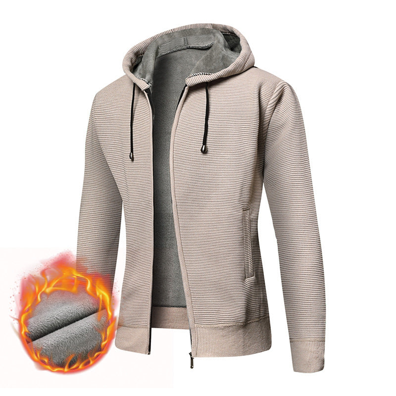 Men's fleece hooded jacket with trendy ribbed design Lune London