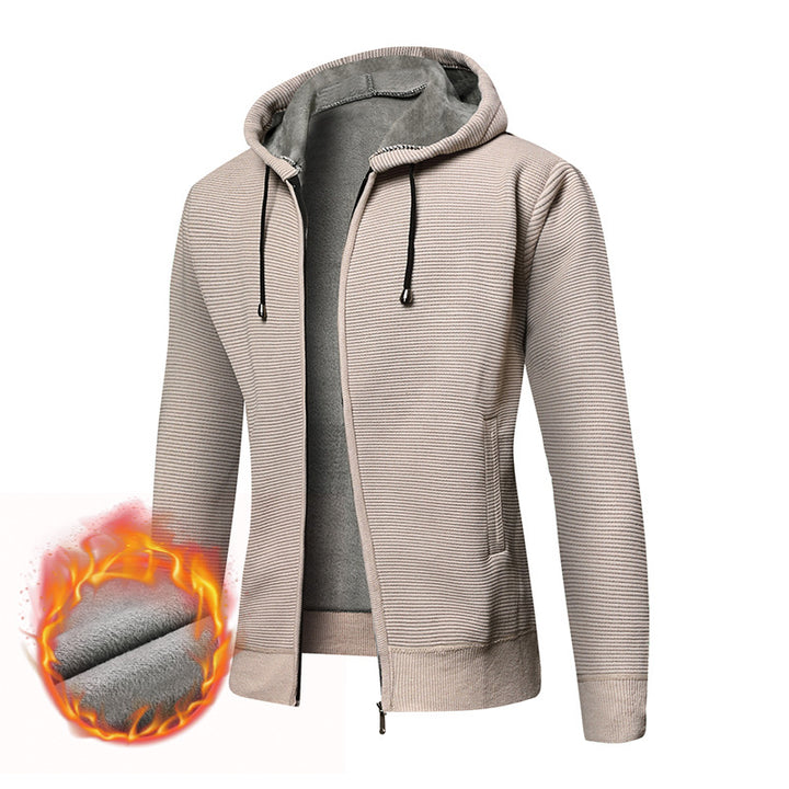 Men's fleece hooded jacket with trendy ribbed design Lune London