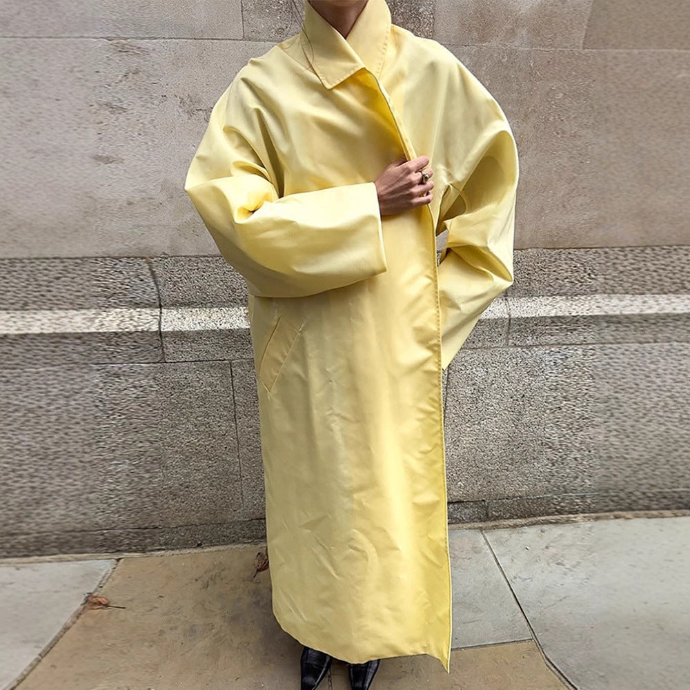Ladies Maxilength Oversize Coat in Cocoon Cut with Concealed Button Placket Amarae