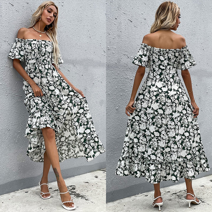 Lune London Off-the-Shoulder Floral Maxi Dress for Women with Side Slit