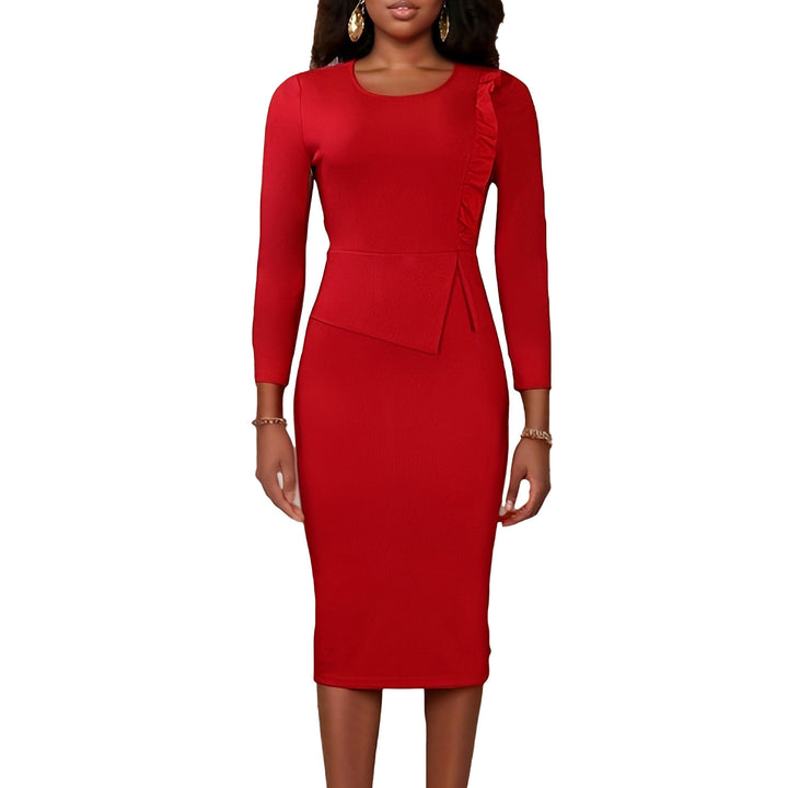 Fitted dress for women with long sleeves and ruching Lune London