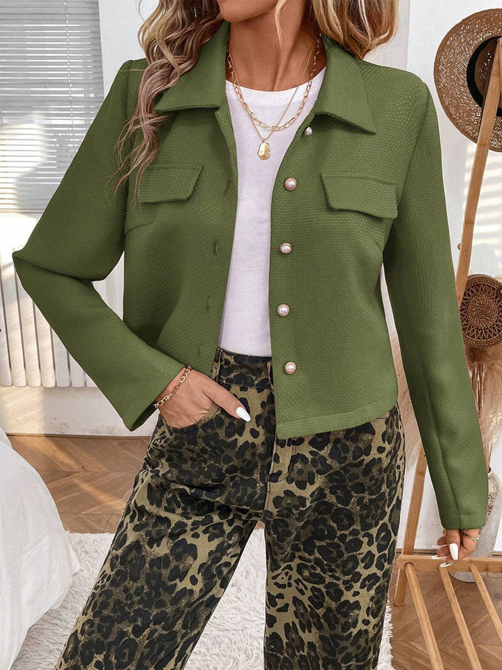 Fashionable women's jacket with textured fabric and practical pockets Lune London