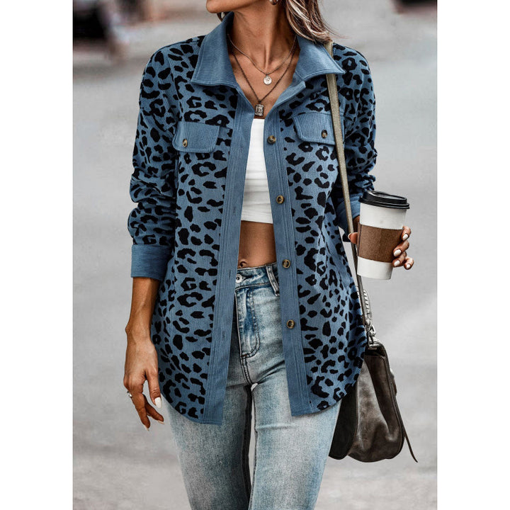 Long sleeve shirt for women with animal print and patch pockets Lune London