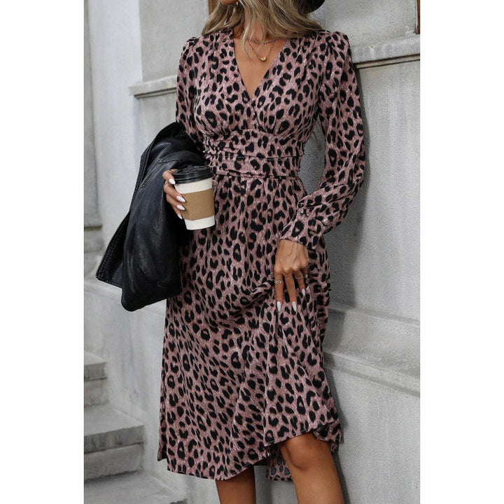 Wrap dress for women with a modern leopard print and long sleeves Lune London