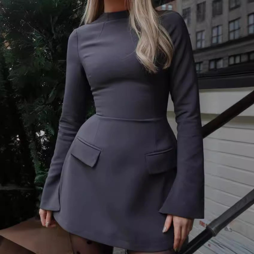 Women Figure-Flattering Min Dress with Long Sleeves and Practical Pockets Lune London
