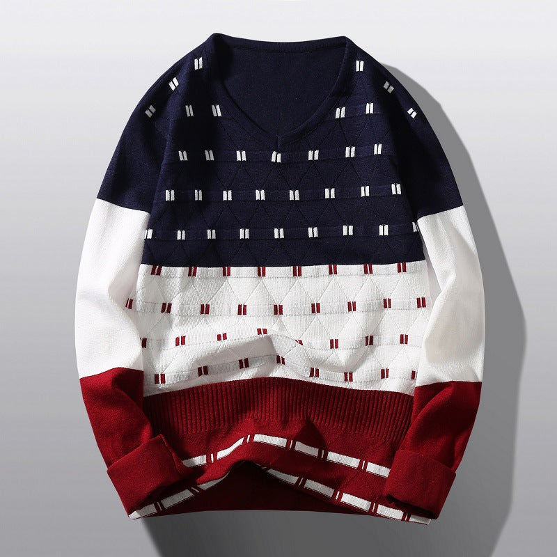 Pullover à col en V tendance pour femmes avec motif de structure graphique Lune London