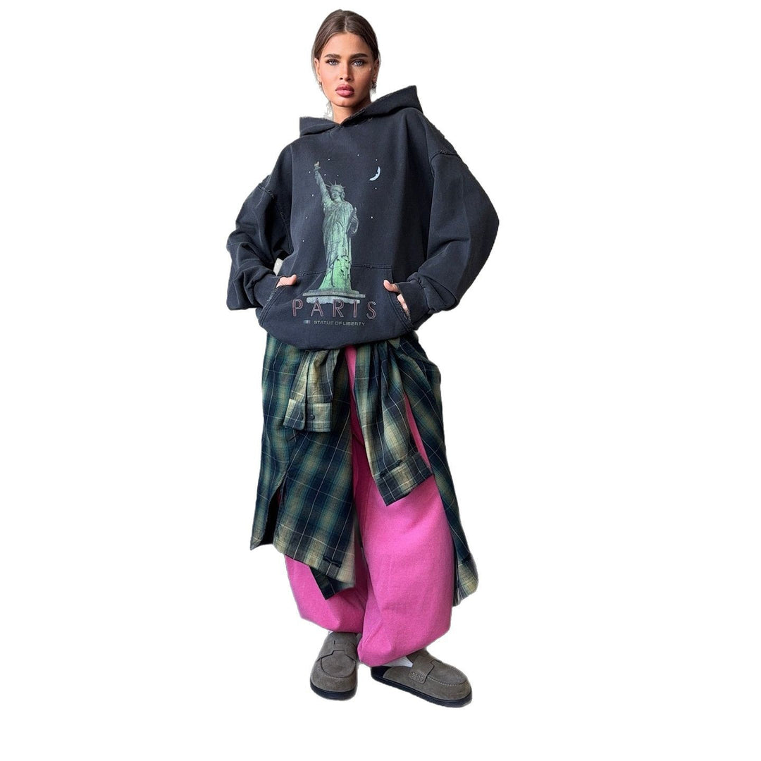 Oversized women's hoodie with artistic print Lune London
