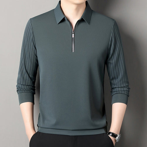 Men's polo with double high collar and breathable inserts Amarae
