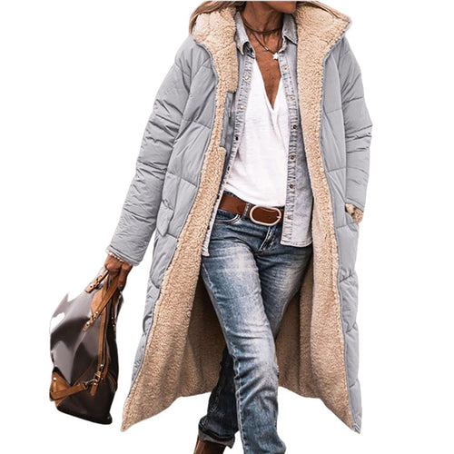 Women's Long Padded Winter Jacket with Hood and Stylish Cut Amarae