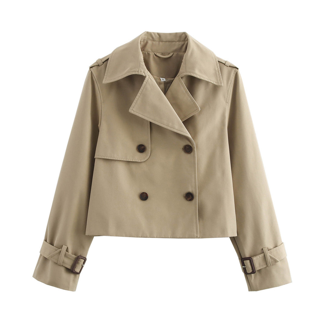 Lune London double-breasted short trench coat for women