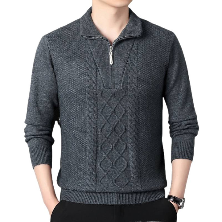 Knitted sweater for men with high collar and zip Lune London