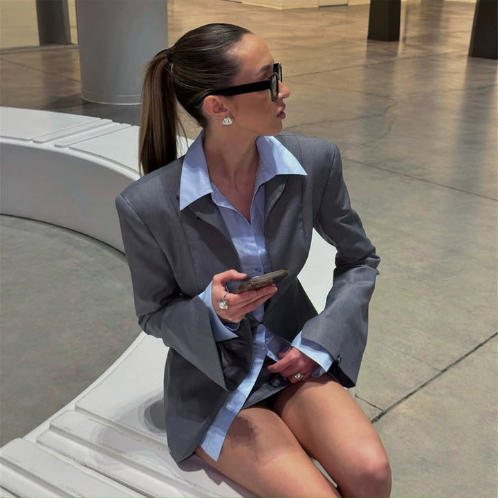 Women's Oversized Blazer and Mini Skirt Set with Tailored Cut Amarae