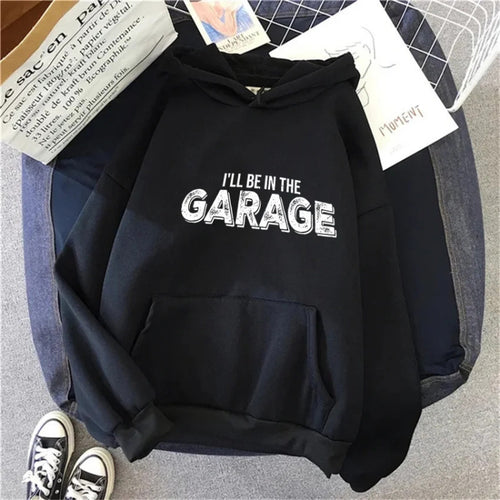 Womens Hoodie with Creative Garage Motif Chic & Stil