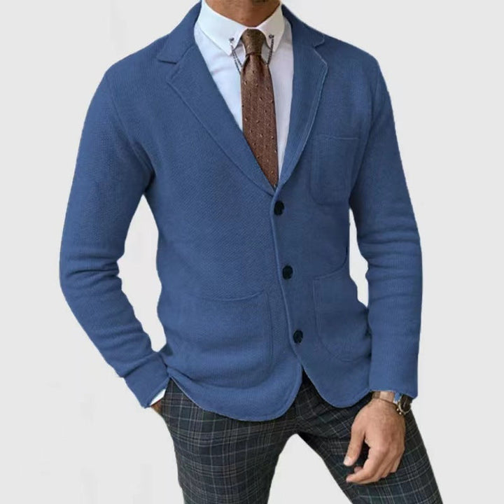 Men's Knitted Blazer with Button Placket and Practical Pockets Lune London