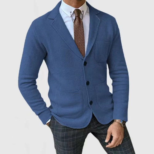 Men's Knitted Blazer with Button Placket and Practical Pockets Amarae