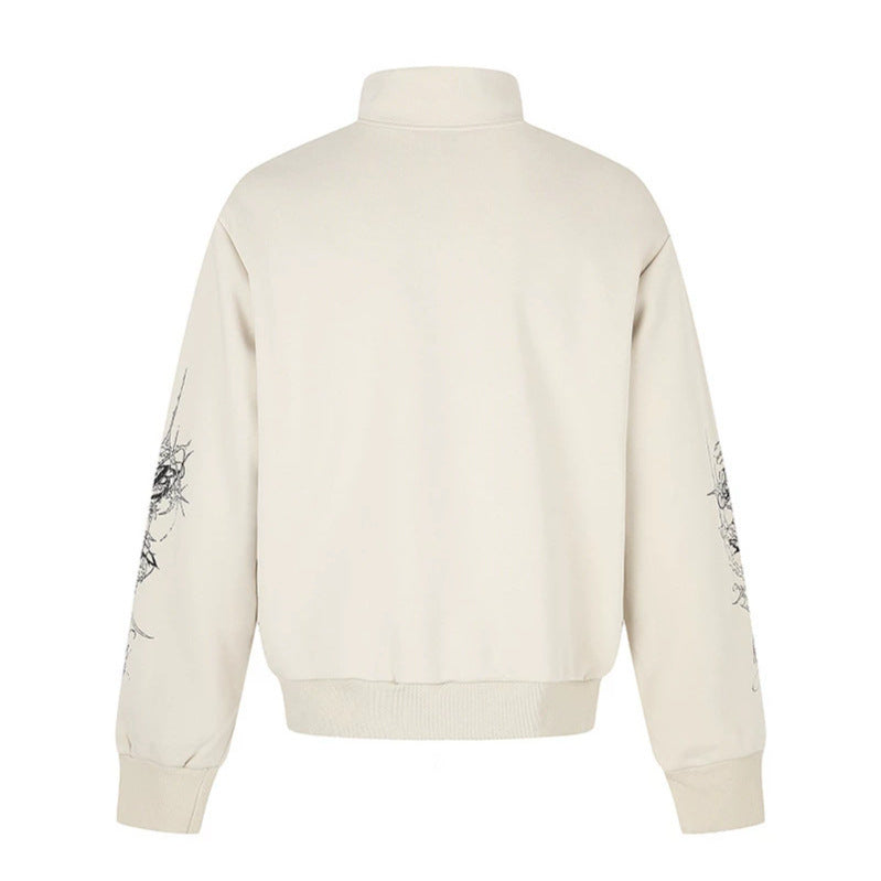 Women's Zip Sweat Jacket with Stand-Up Collar and Leopard Union Jack Print Amarae