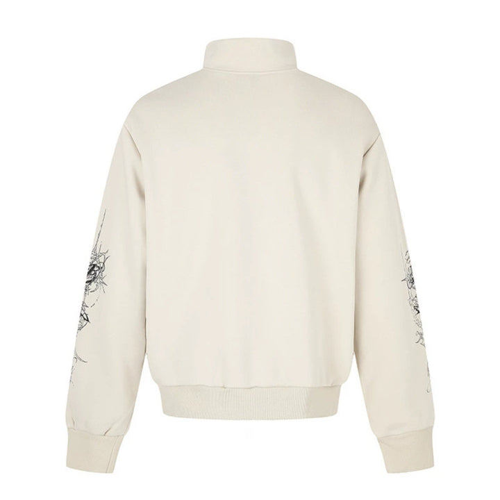 Women's Zip Sweat Jacket with Stand-Up Collar and Leopard Union Jack Print Amarae