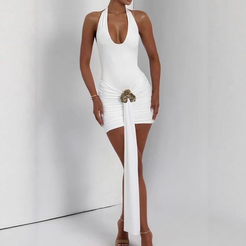Women Elegant Cut-Out Mini Dress with Wrap Look and Glamorous Details Amarae