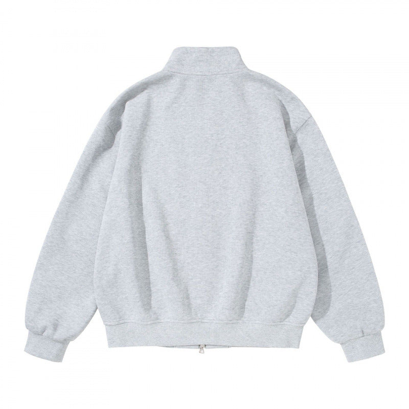 Unisex sweatshirt jacket with stand-up collar, oversized fit and round in-seam pockets Amarae