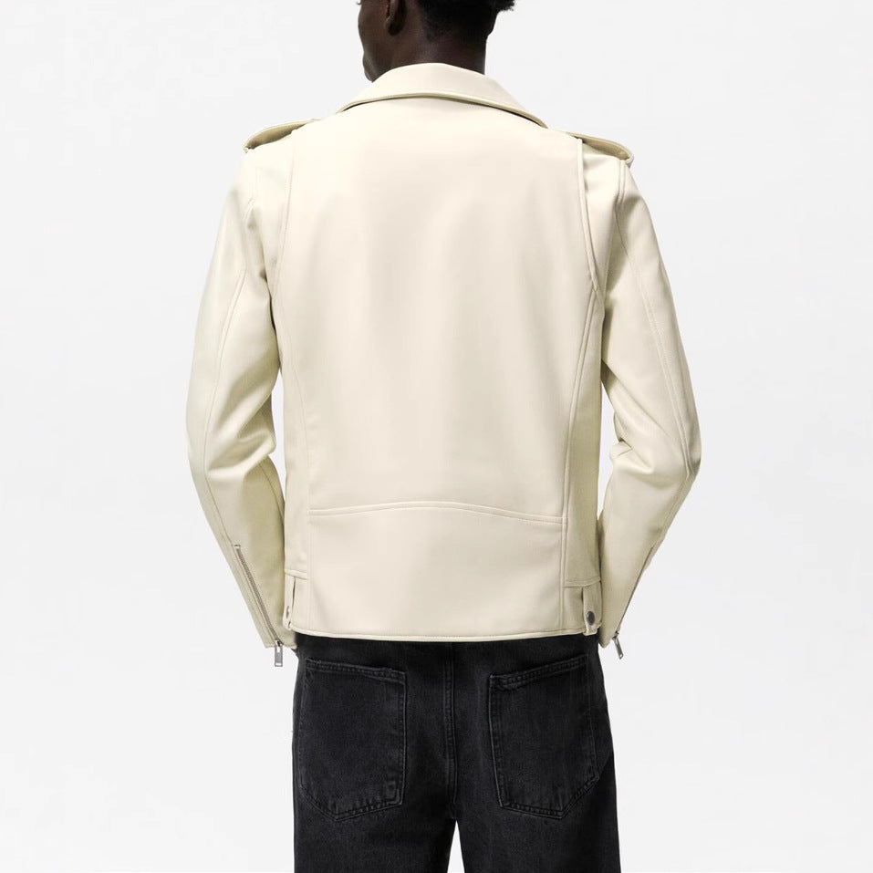 Ladies short-cut biker jacket made of vegan smooth leather with asymmetrical zip front Amarae