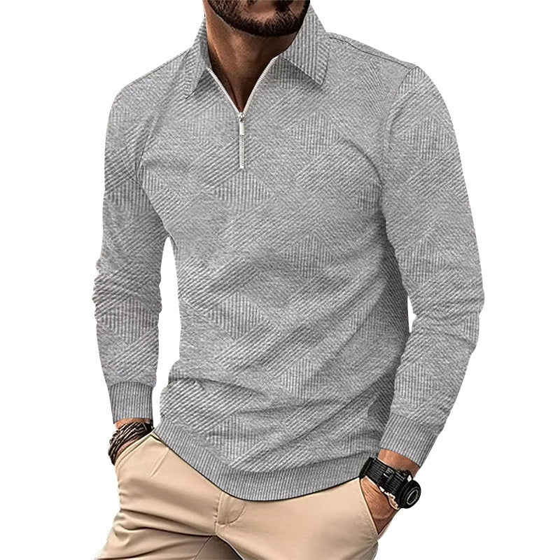 Fashion high collar sweater for men with structured fabric and zipper Amarae