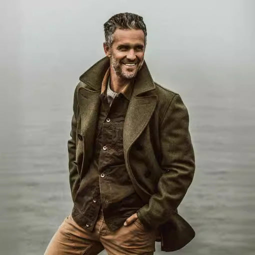 Elegant wool coat for men with double-breasted buttons and soft inner lining Amarae