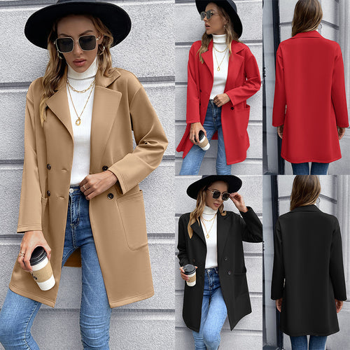 Elegant oversized blazer jacket for women with double-breasted buttons and practical pockets Amarae