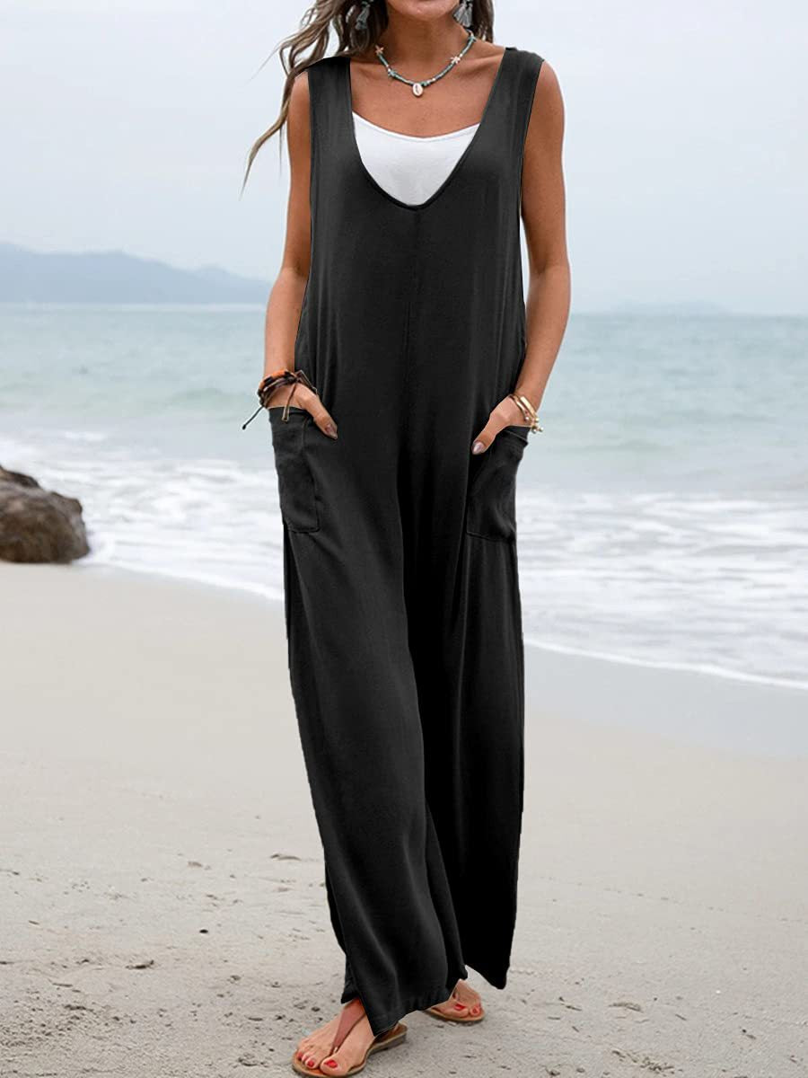 Ladies Comfortable Summer Jumpsuit with a Loose Fit and Practical Pockets Lune London