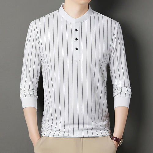 Men's polo shirt with an elegant striped pattern and a high-quality button placket Amarae