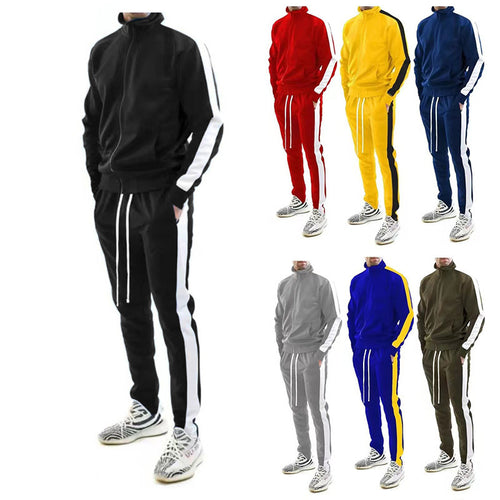 Men's sports suit with high collar and side stripes Amarae