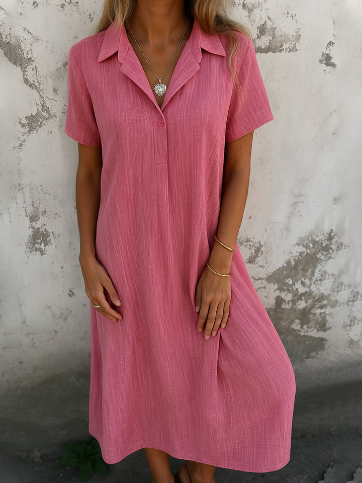 Casual maxi dress for women with collar and short sleeves Lune London