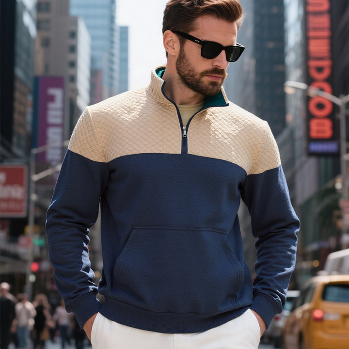 Men's hoodie with zip and textured outer material Chic and style