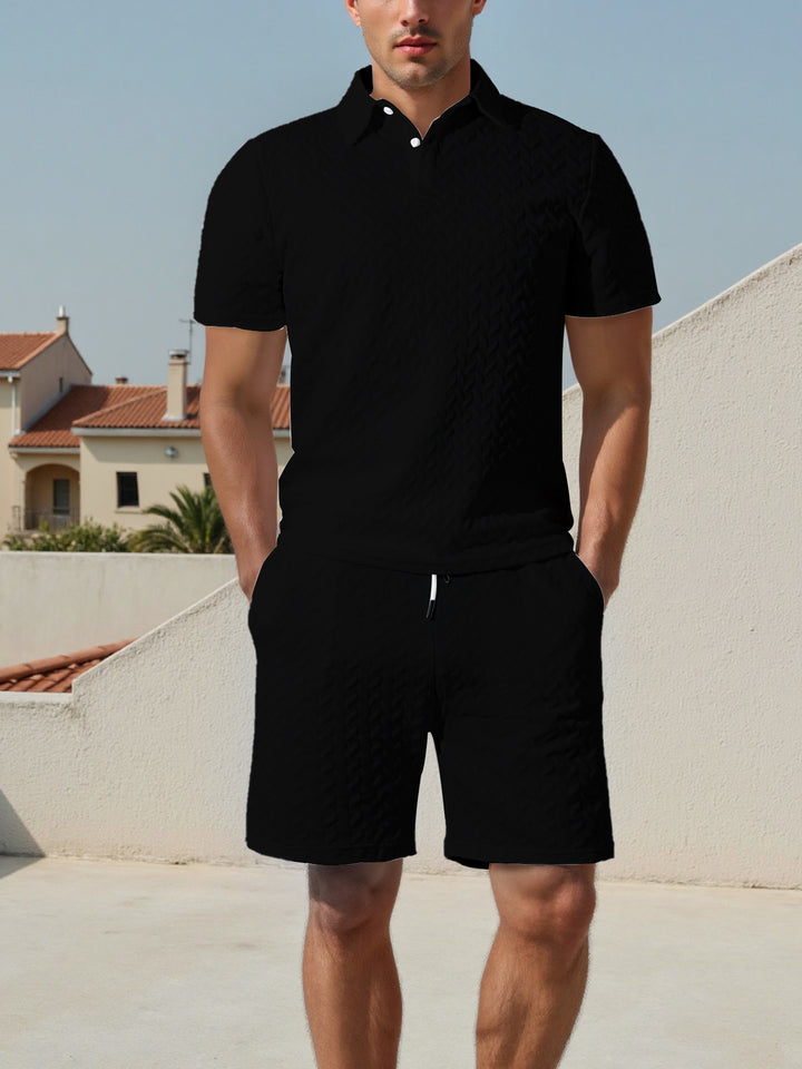 Men's polo and shorts set with breathable design and elastic waist Lune London