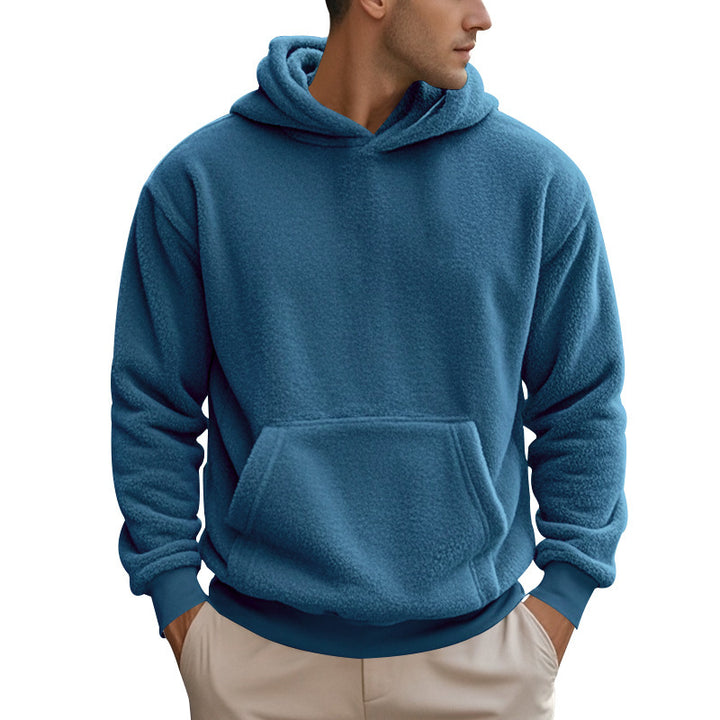 Men's cozy fleece hoodie with kangaroo pocket and elastic waistband Lune London
