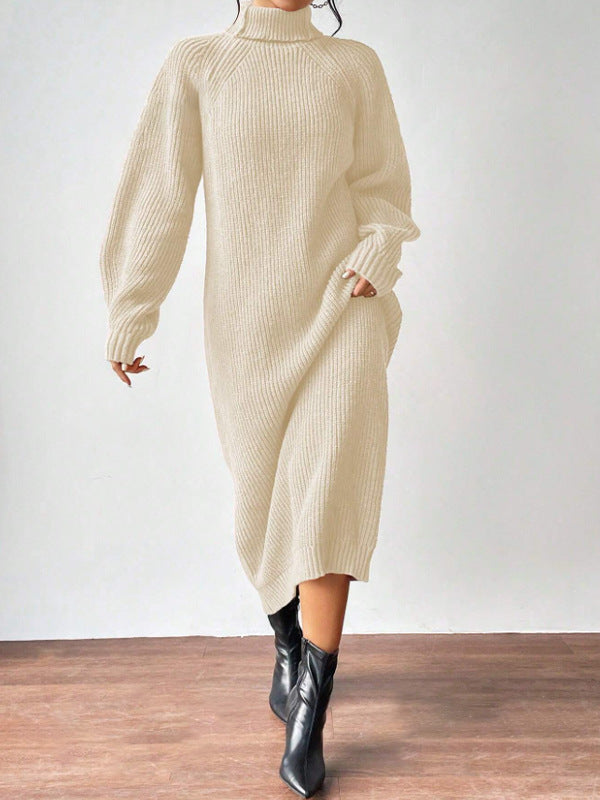 Robe tricotée de mode féminine avec col montant et coupe ample Chic & Stil