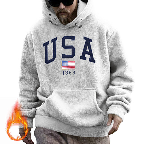 Men's hoodie with USA print and comfortable kangaroo pocket Amarae