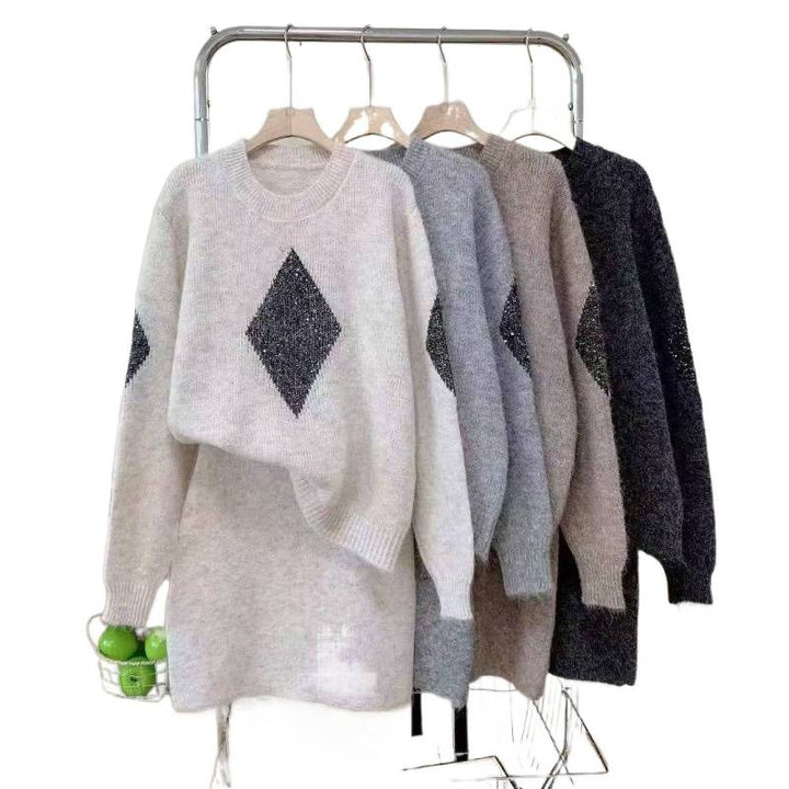 Pull tricoté pour femmes avec un élégant motif en diamant et une coupe confortable Chic & Stil