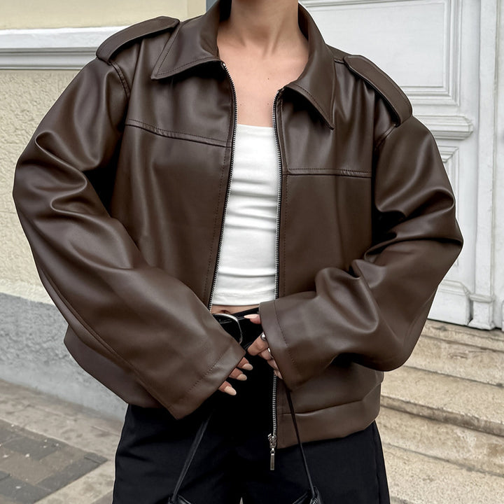 Women’s faux leather jacket with a slim fit and modern details Lune London
