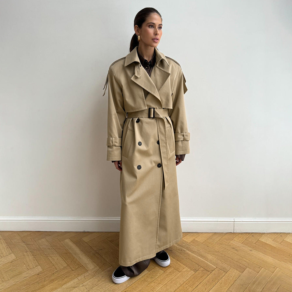 Elegant trench coat for women with wide belt and removable collar Lune London