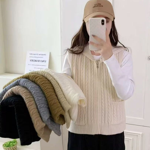 Gilet en tricot pour femmes avec fermeture éclair et motif tricoté élaboré Chic & Stil
