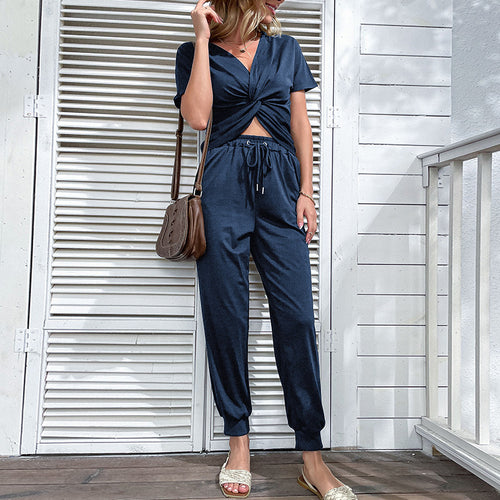 Stylish cut-out jumpsuit for women with adjustable waist and short sleeves Amarae