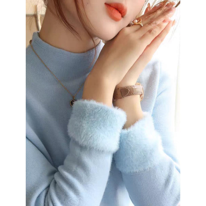 Pull en tricot pour femmes avec bordures duveteuses Chic & Stil