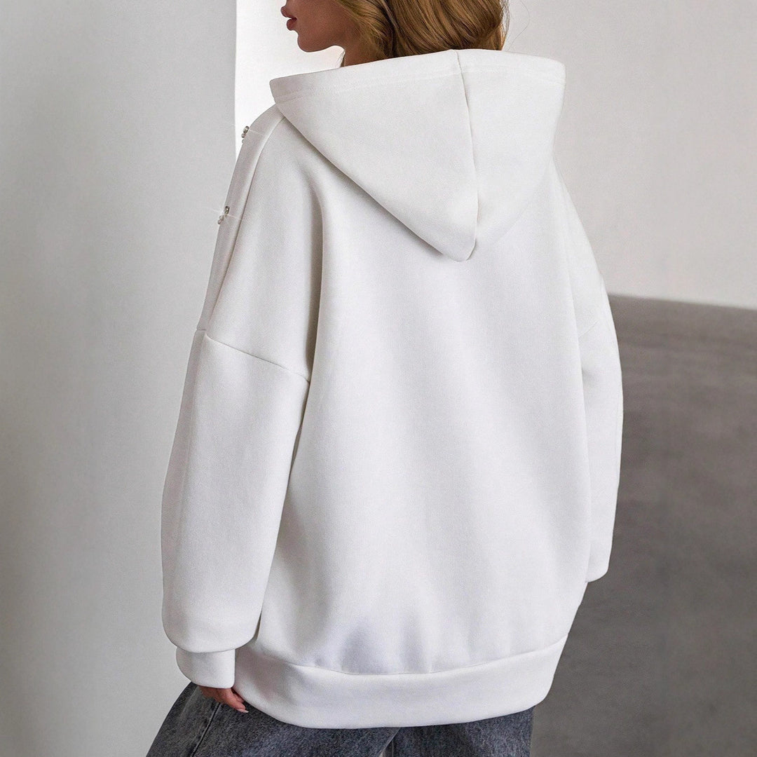 Oversized hoodie for women with elegant pearl accents Lune London