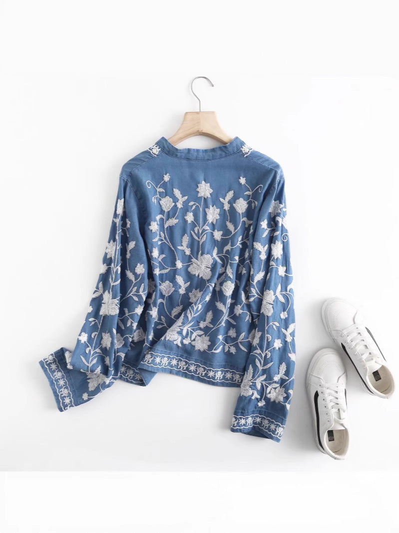 Embroidered blouse for women with fine ruffle details Lune London