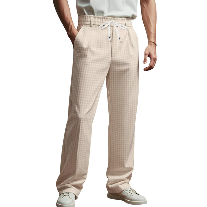 Casual pants for men with a modern plaid pattern and an elastic waistband Lune London