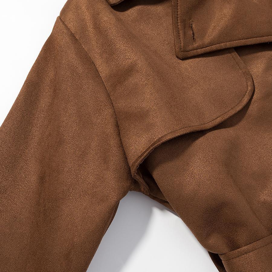 Suede trench coat for women with belt and large pockets Lune London
